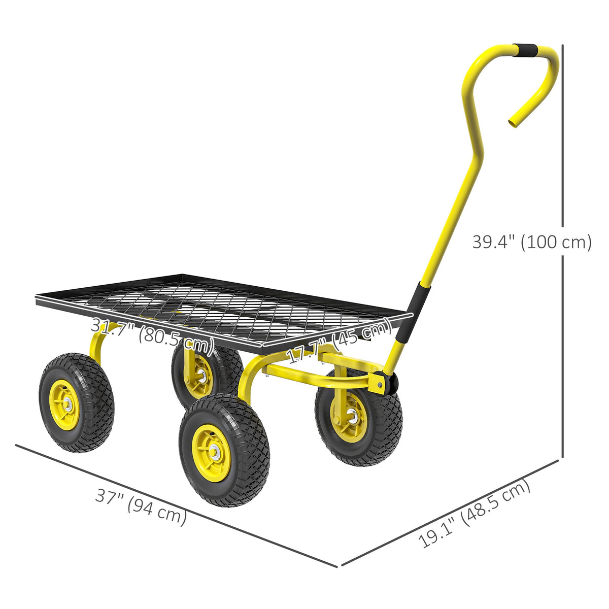 Heavy Duty Garden Wagon with 10" Wheels and Rotating Handle, 330 lb Capacity, Yellow