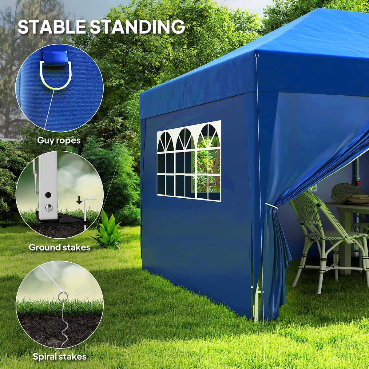 10' x 20' Pop Up Canopy with 6 Walls & Steel Frame, Easy Assemble with Carrying Bag, Blue