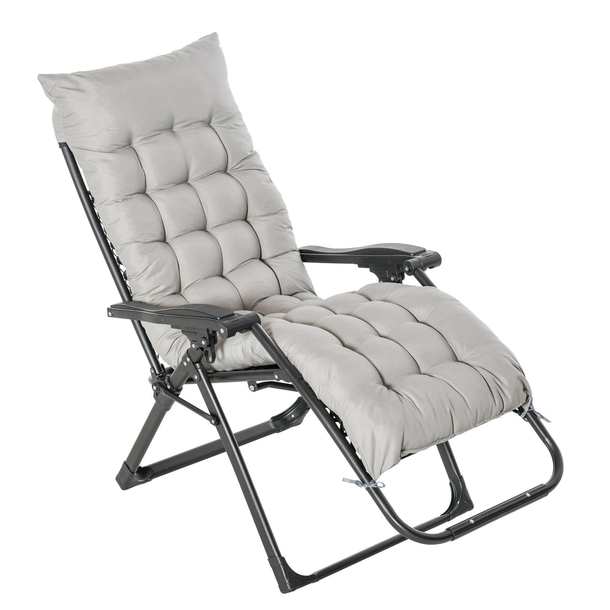 Reclining Zero Gravity Chair w/ Adjustable Backrest, Folding Garden Sun Lounger, Light Grey