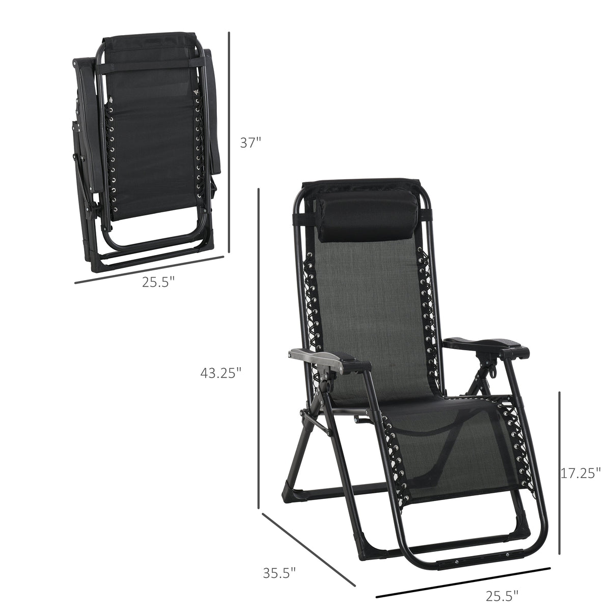 Reclining Zero Gravity Chair w/ Adjustable Backrest, Folding Garden Sun Lounger, Light Grey