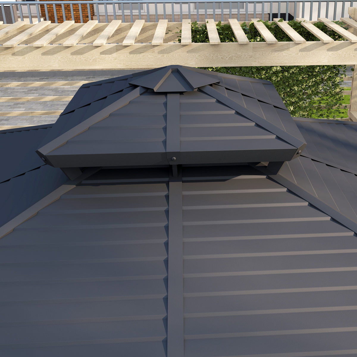 10' x 10' Hardtop Gazebo with Double Roof & Mosquito Netting, Light Grey