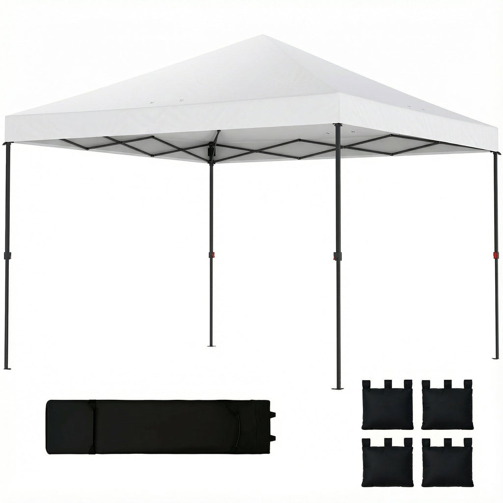 10' x 10' Pop Up Canopy Tent with Wheeled Carry Bag, White