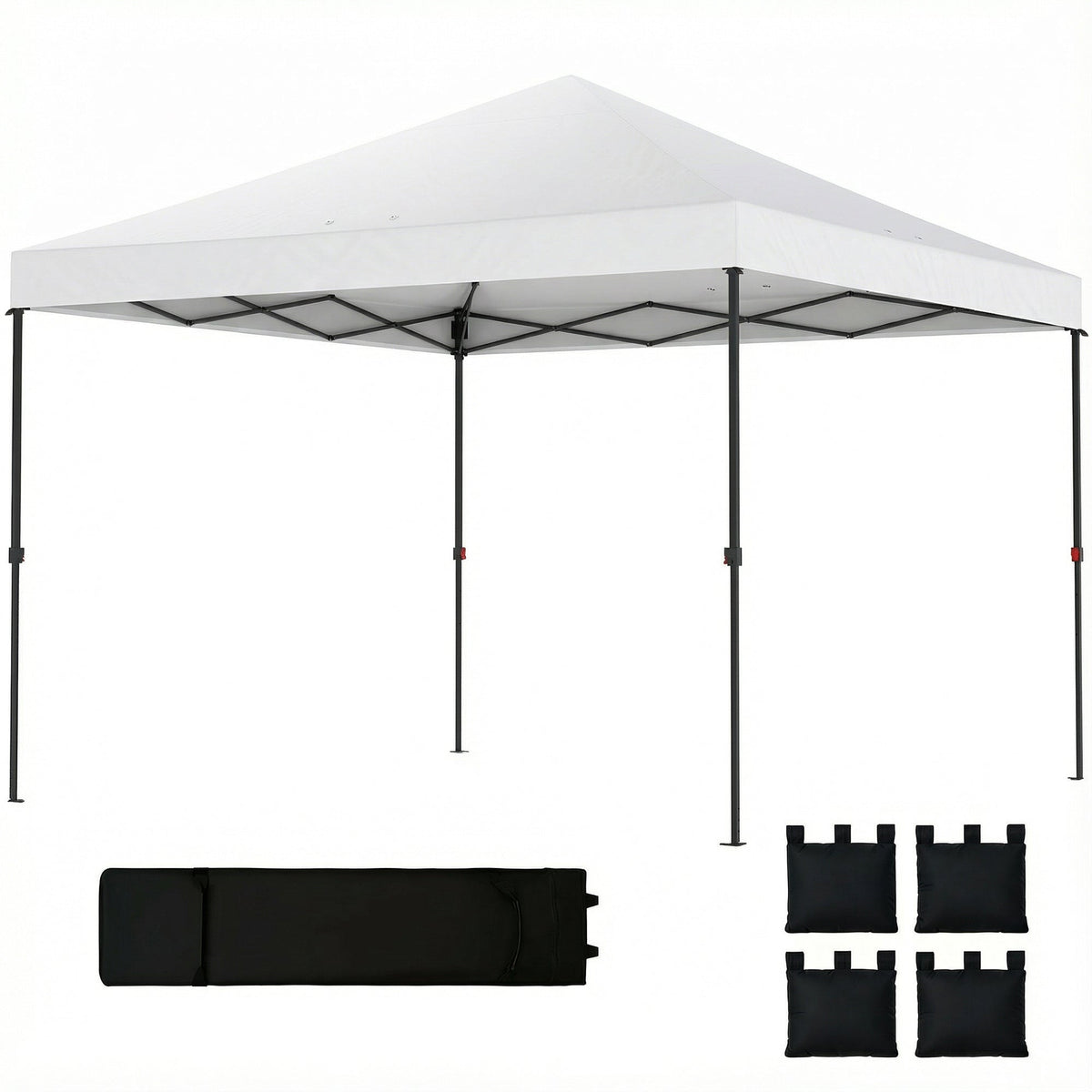 10' x 10' Pop Up Canopy Tent with Wheeled Carry Bag, White