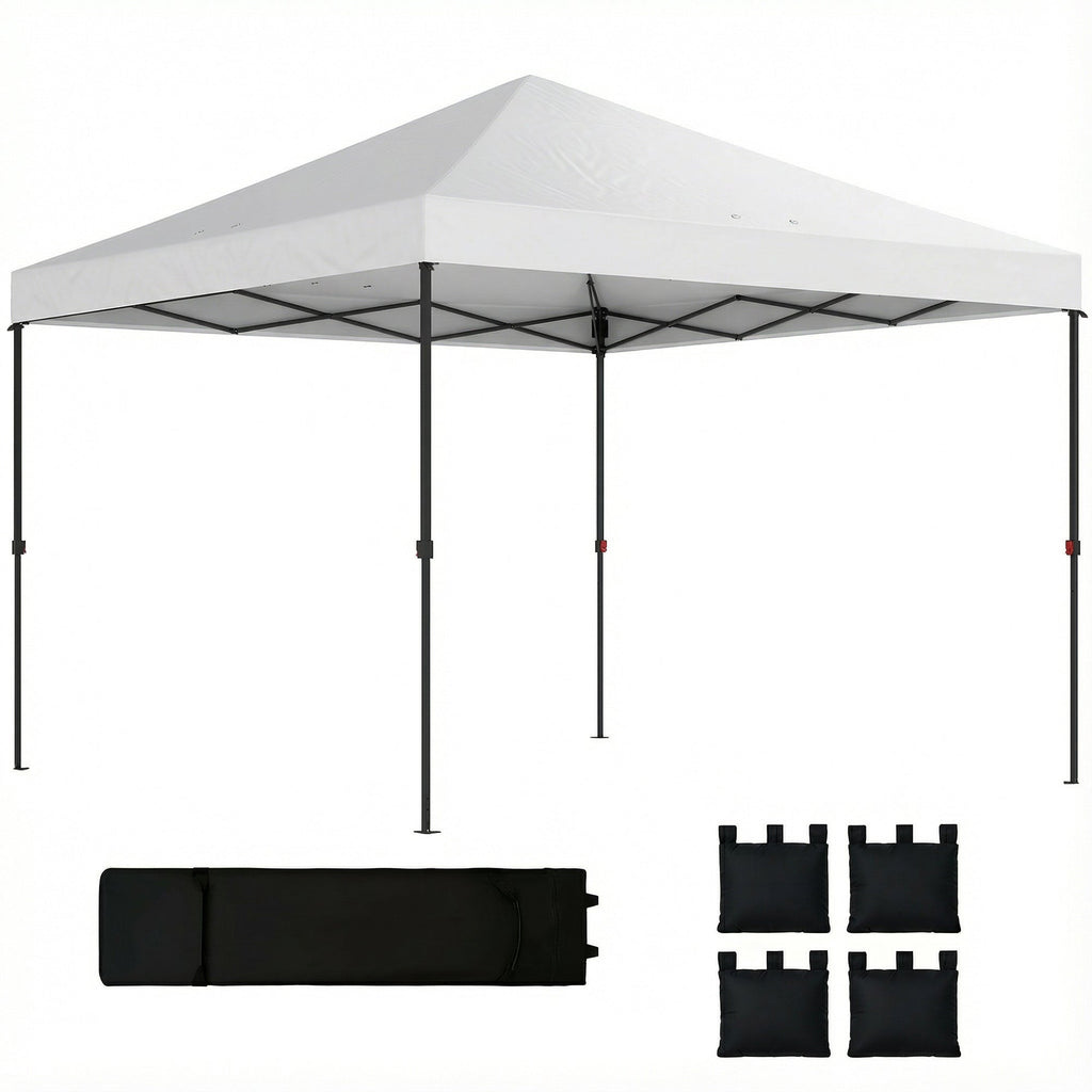10' x 10' Pop Up Canopy Tent with Wheeled Carry Bag, White