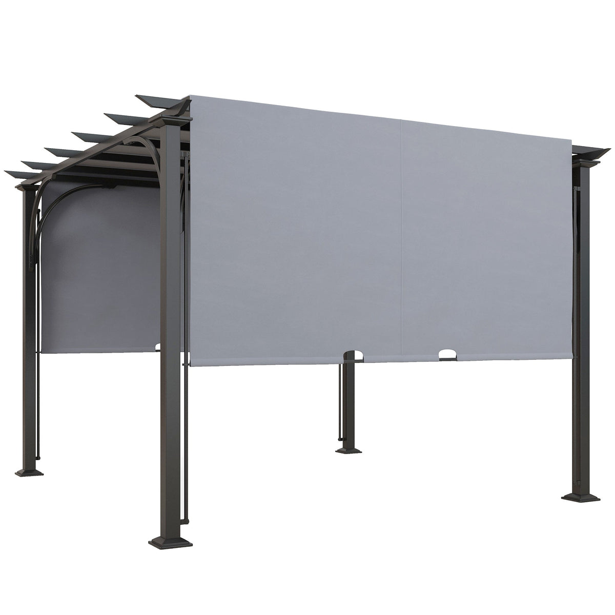 10' x 10' Outdoor Pergola Patio Gazebo Canopy Sun Shelter with Steel Frame, Grey