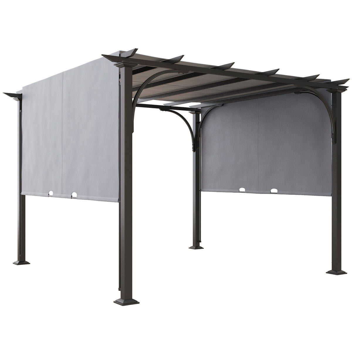 10' x 10' Outdoor Pergola Patio Gazebo Canopy Sun Shelter with Steel Frame, Grey
