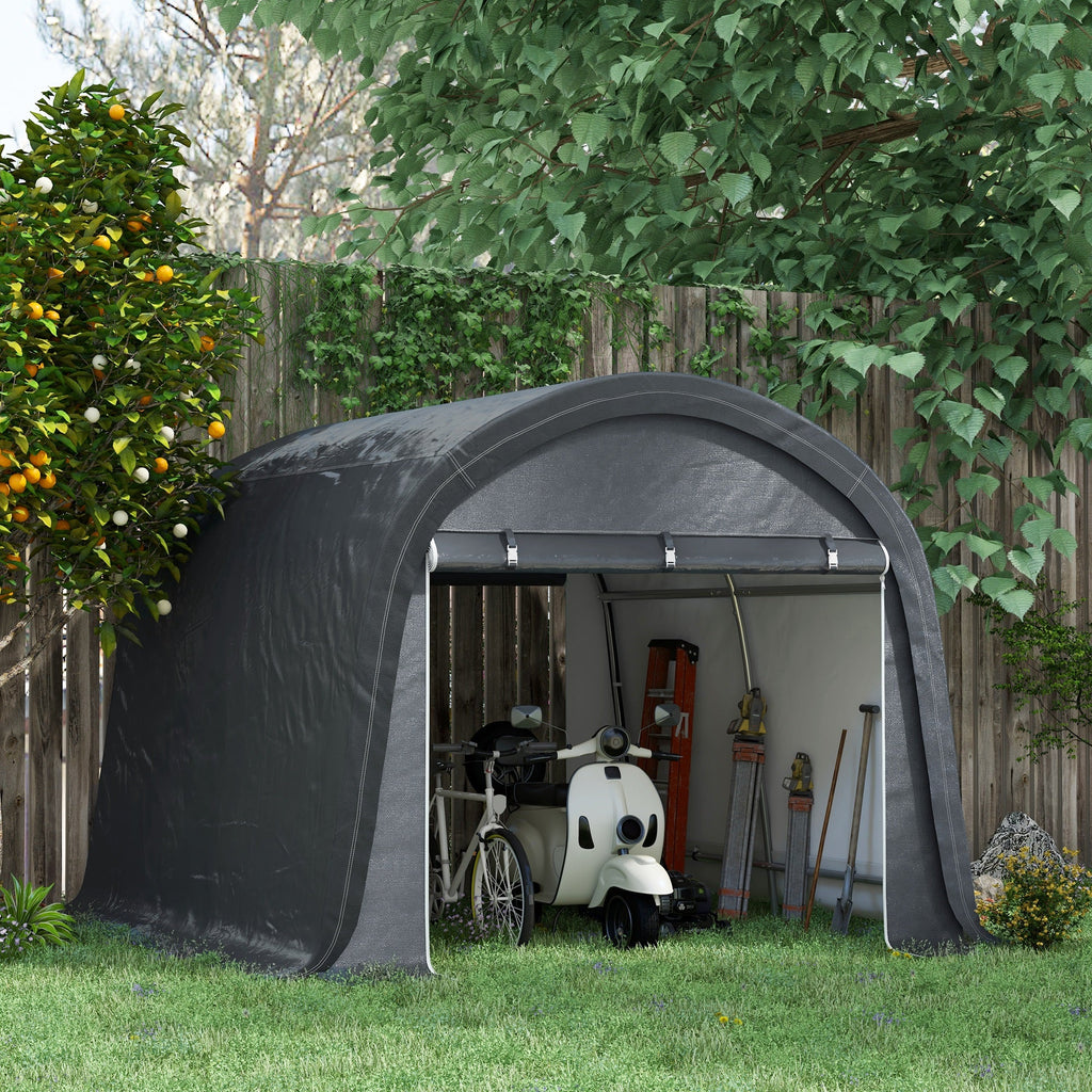 10' x 10' Heavy Duty Garden Storage Tent with Galvanized Frame, Grey