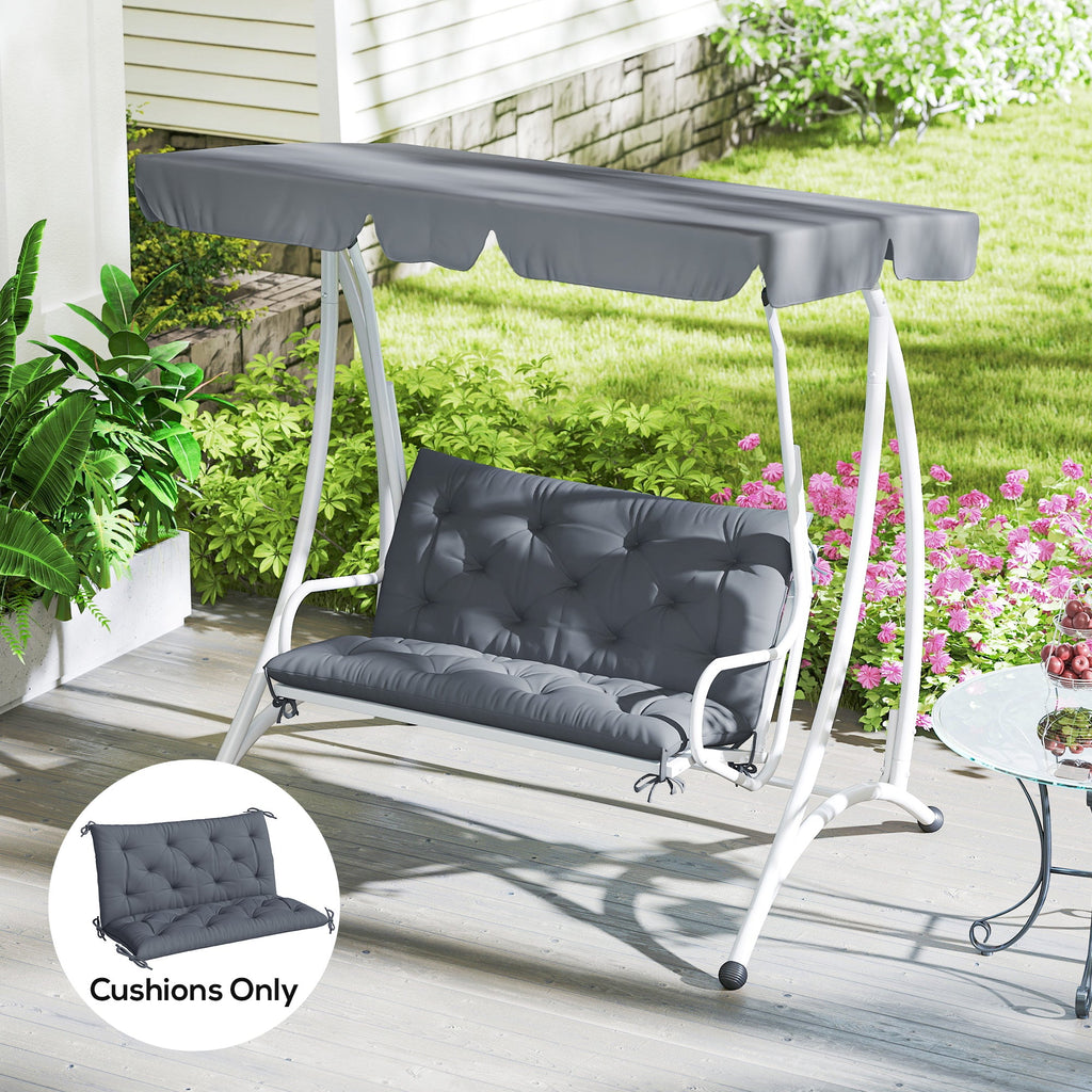 2-Seater Garden Bench Chair Cushion Mat Replacement with Backrest, 39.4" x 38.6", Dark Grey