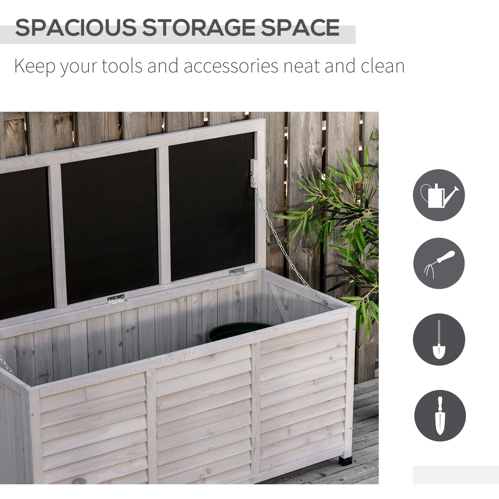75 Gallon Wooden Deck Box with Weather-Resistant Finish, Grey
