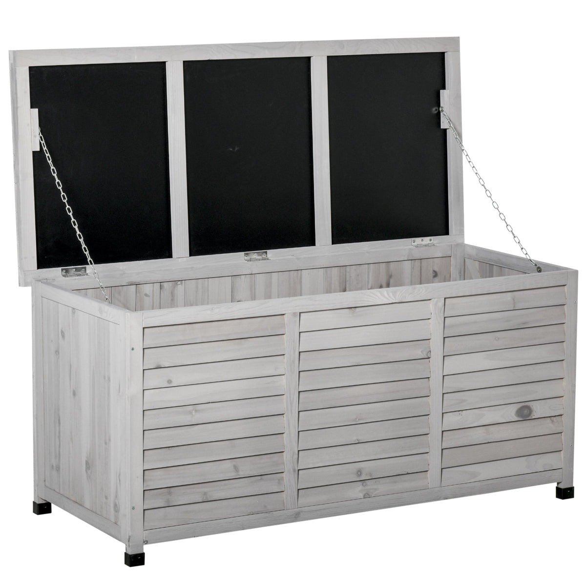 75 Gallon Wooden Deck Box with Weather-Resistant Finish, Grey