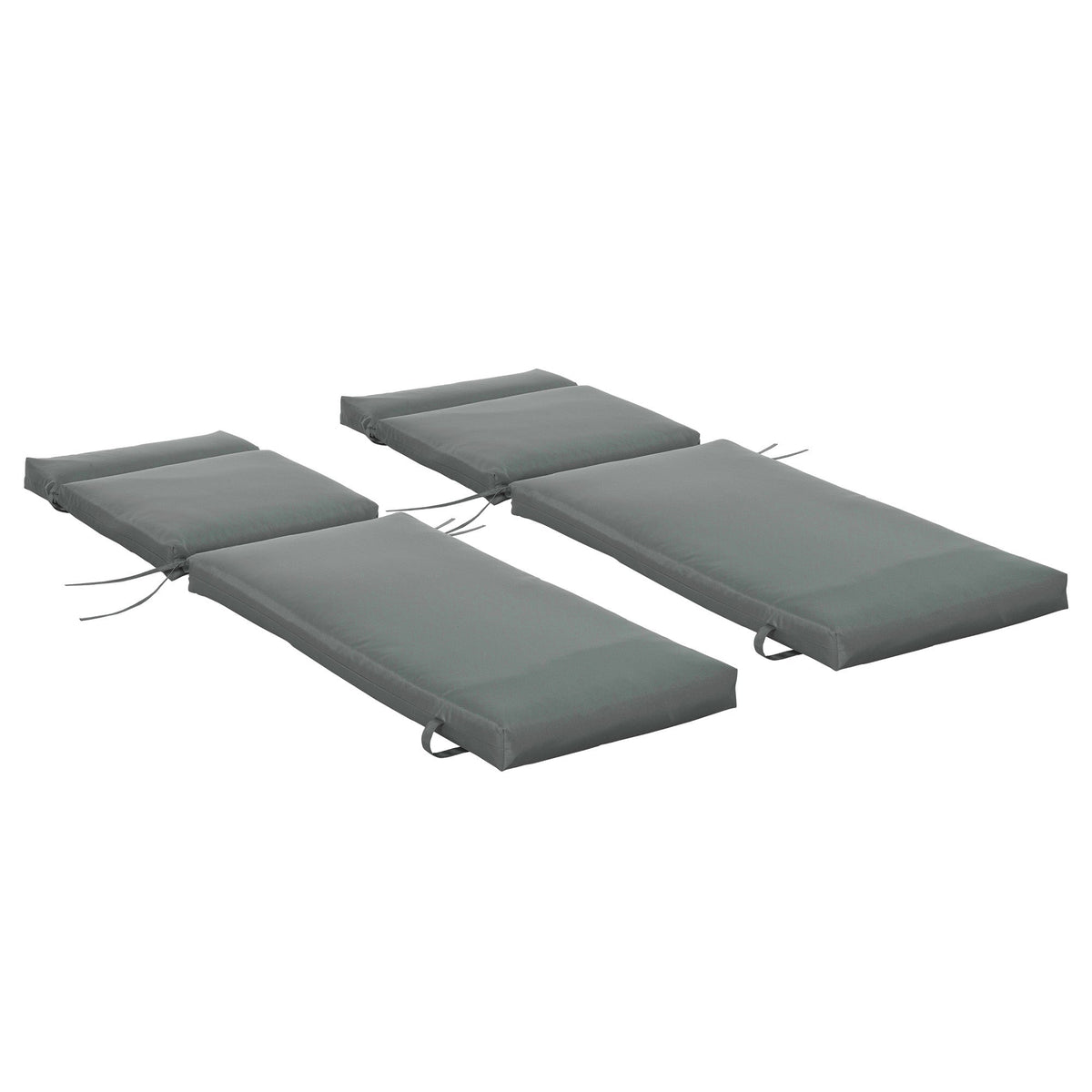 Set of 2 Outdoor Lounge Chair Cushions, 77.2" x 21.7", Dark Grey