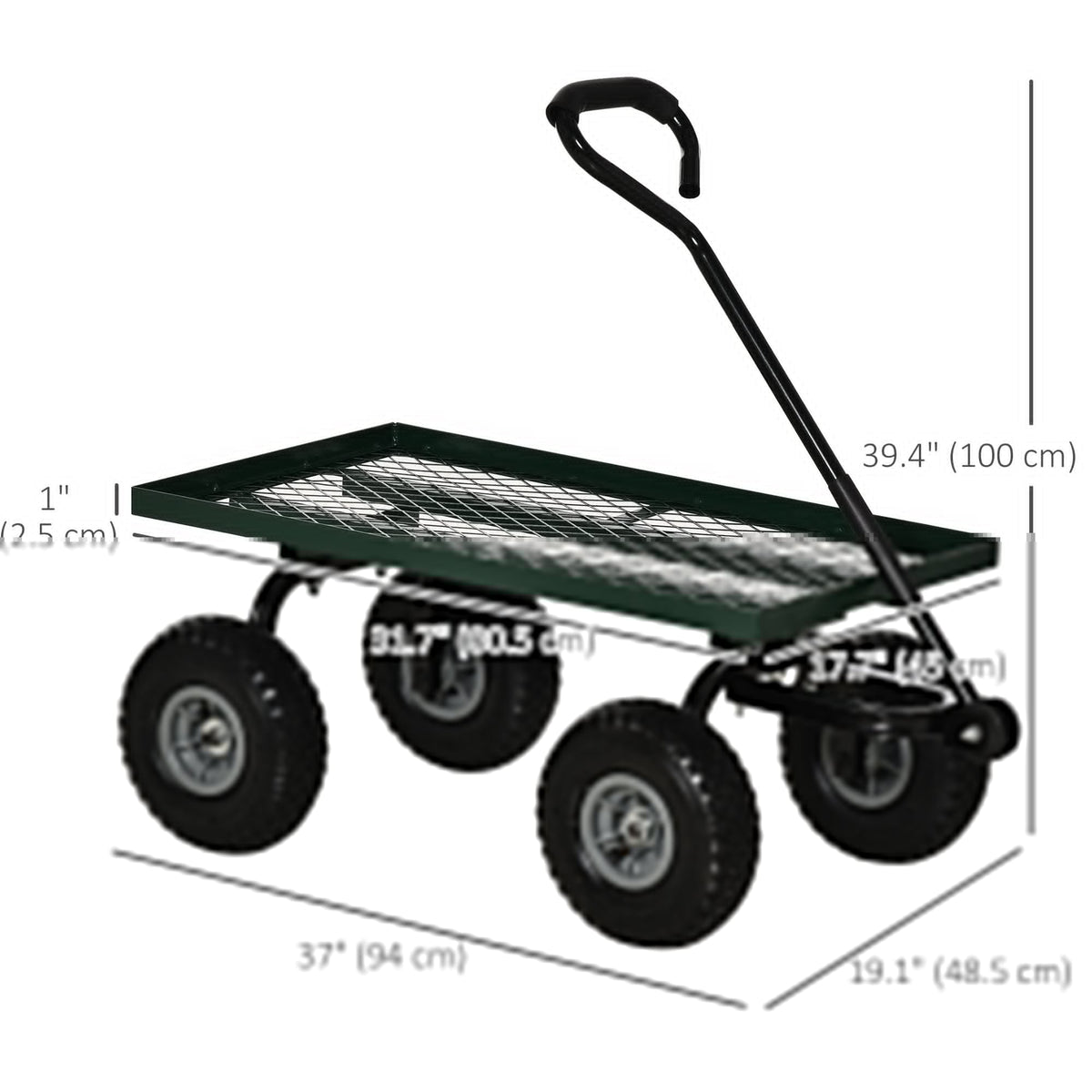 Heavy Duty Garden Wagon with 10" Wheels and Rotating Handle, 330 lb Capacity, Black