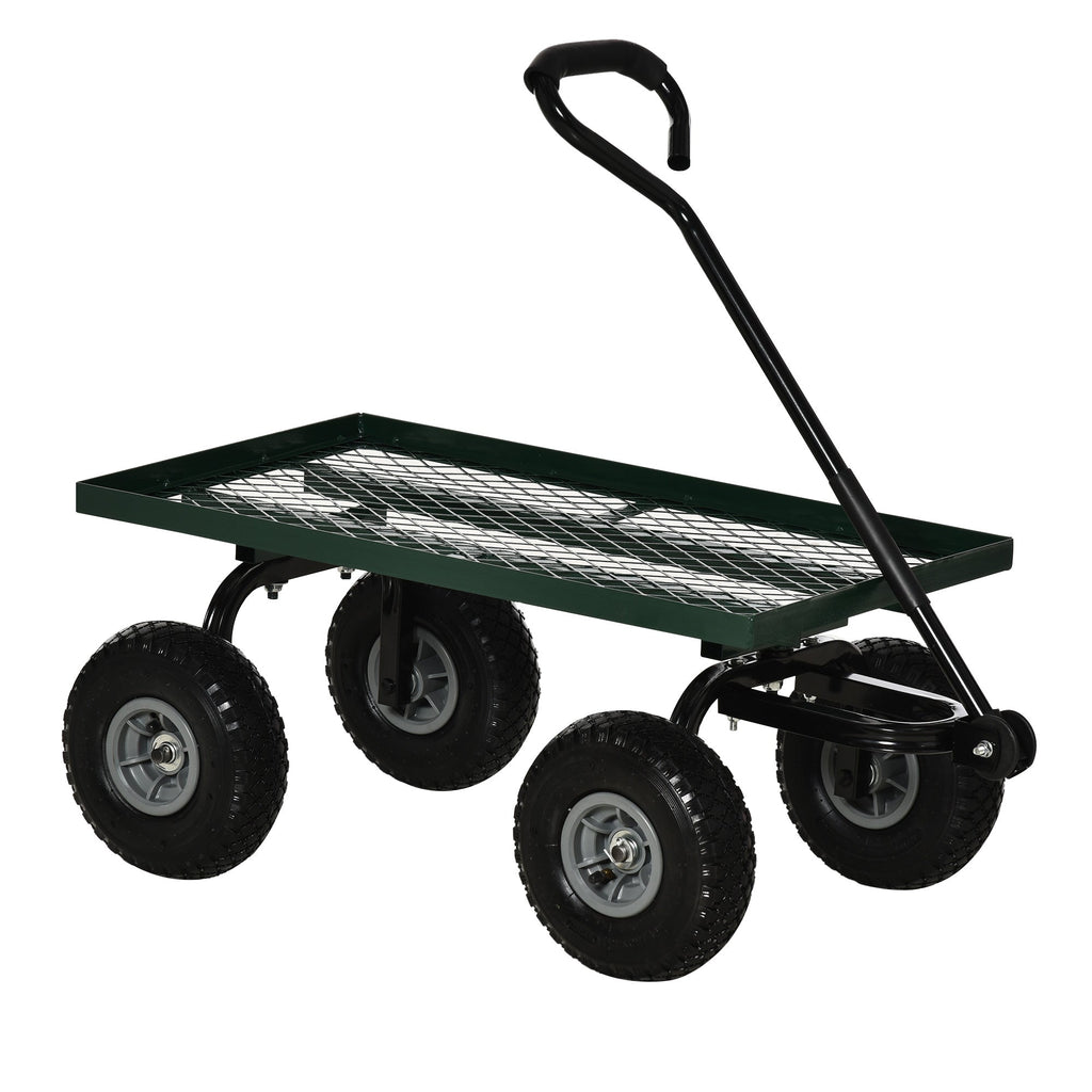 Heavy Duty Garden Wagon with 10" Wheels and Rotating Handle, 330 lb Capacity, Black