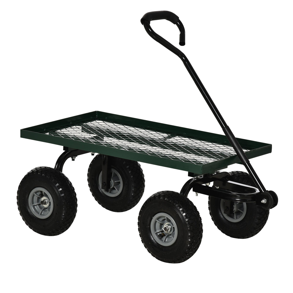 Heavy Duty Garden Wagon with 10" Wheels and Rotating Handle, 330 lb Capacity, Black