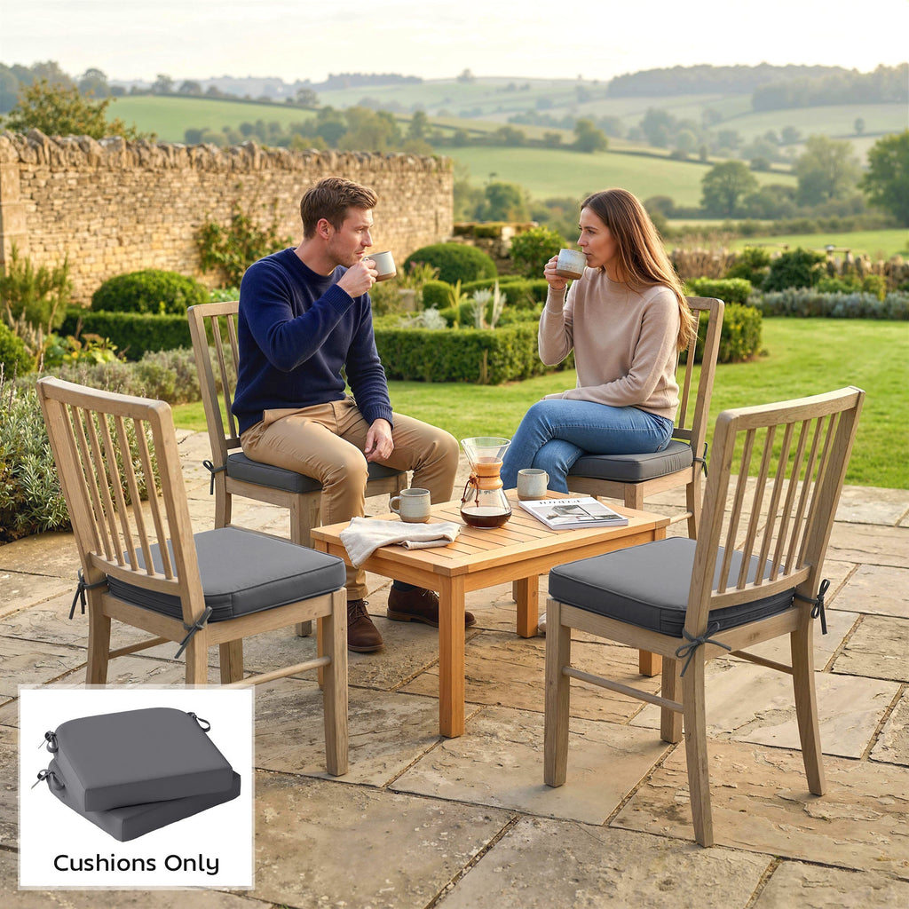 Set of 2 Outdoor Chair Seat Cushions, 40 x 40 cm, Dark Grey