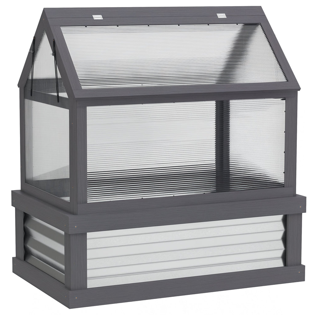 35.5" x 22.5" x 38.25" Raised Garden Bed Greenhouse, Gray