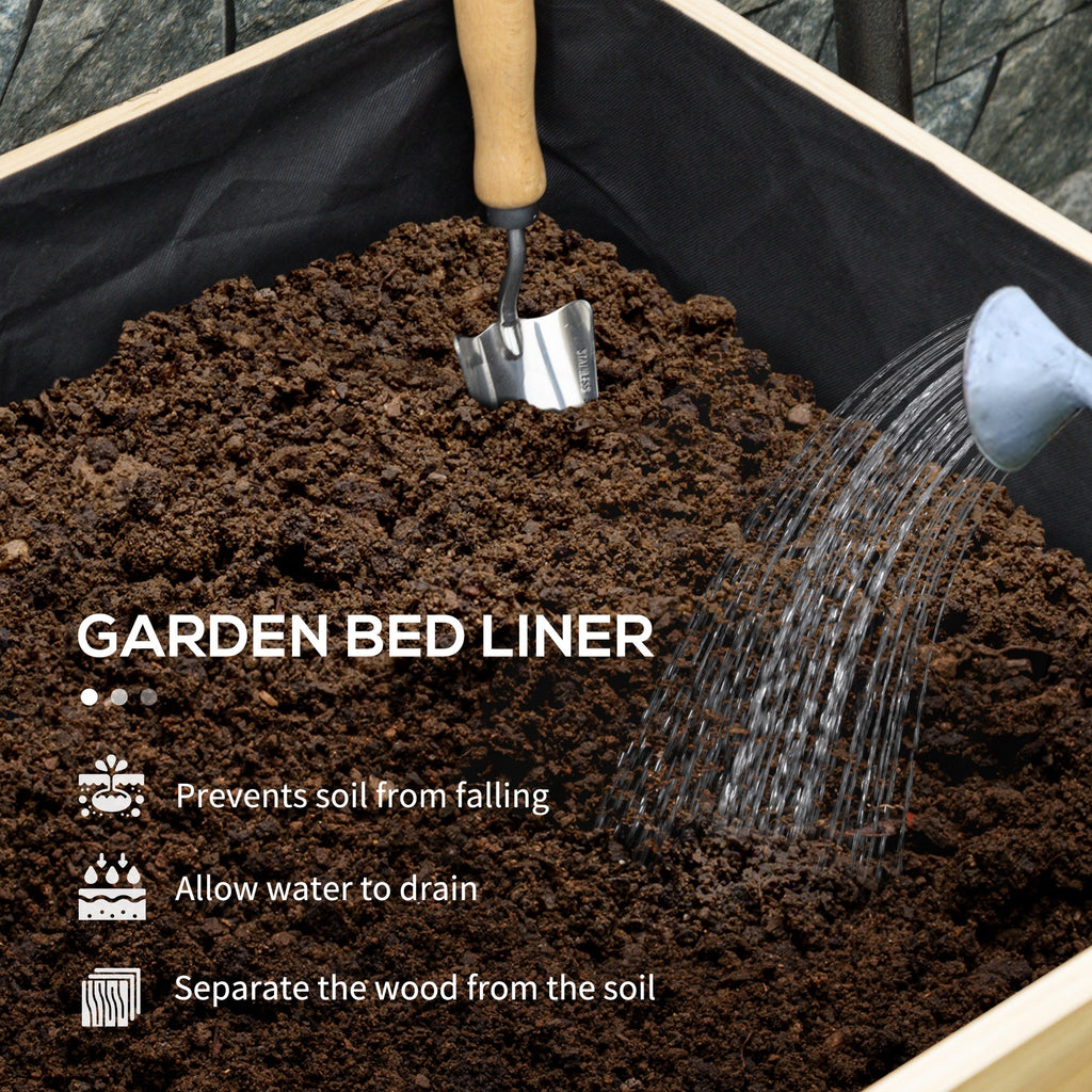 Wooden Raised Bed with Liner & Drain Holes, 86.6" x 19.7" x 10.6", Natural