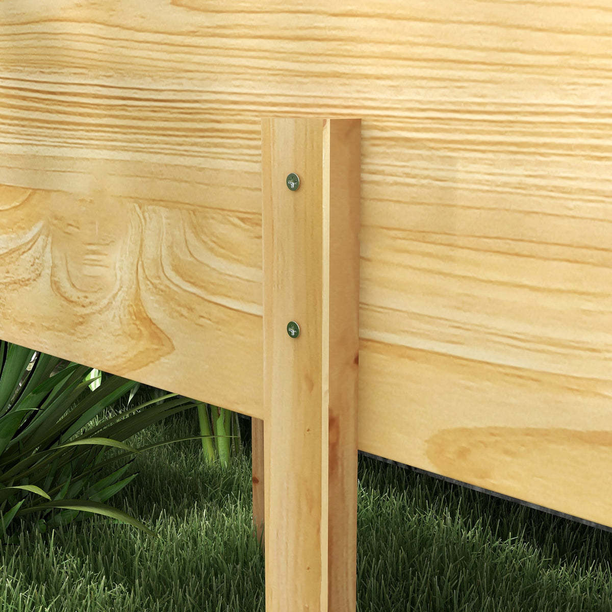 Wooden Raised Bed with Liner & Drain Holes, 86.6" x 19.7" x 10.6", Natural