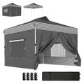 10 x 10 ft Pop-Up Canopy Tent with 4 Sidewalls and Wheeled Bag, Dark Grey
