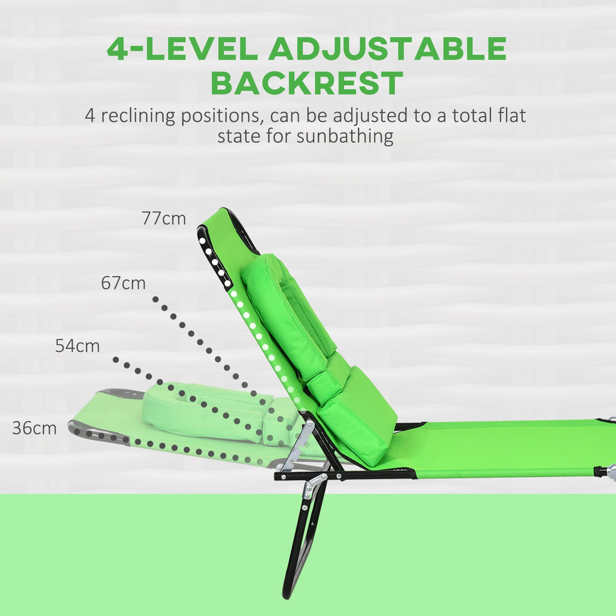 2pcs Adjustable Outdoor Lounge Chairs with Face Hole, Green