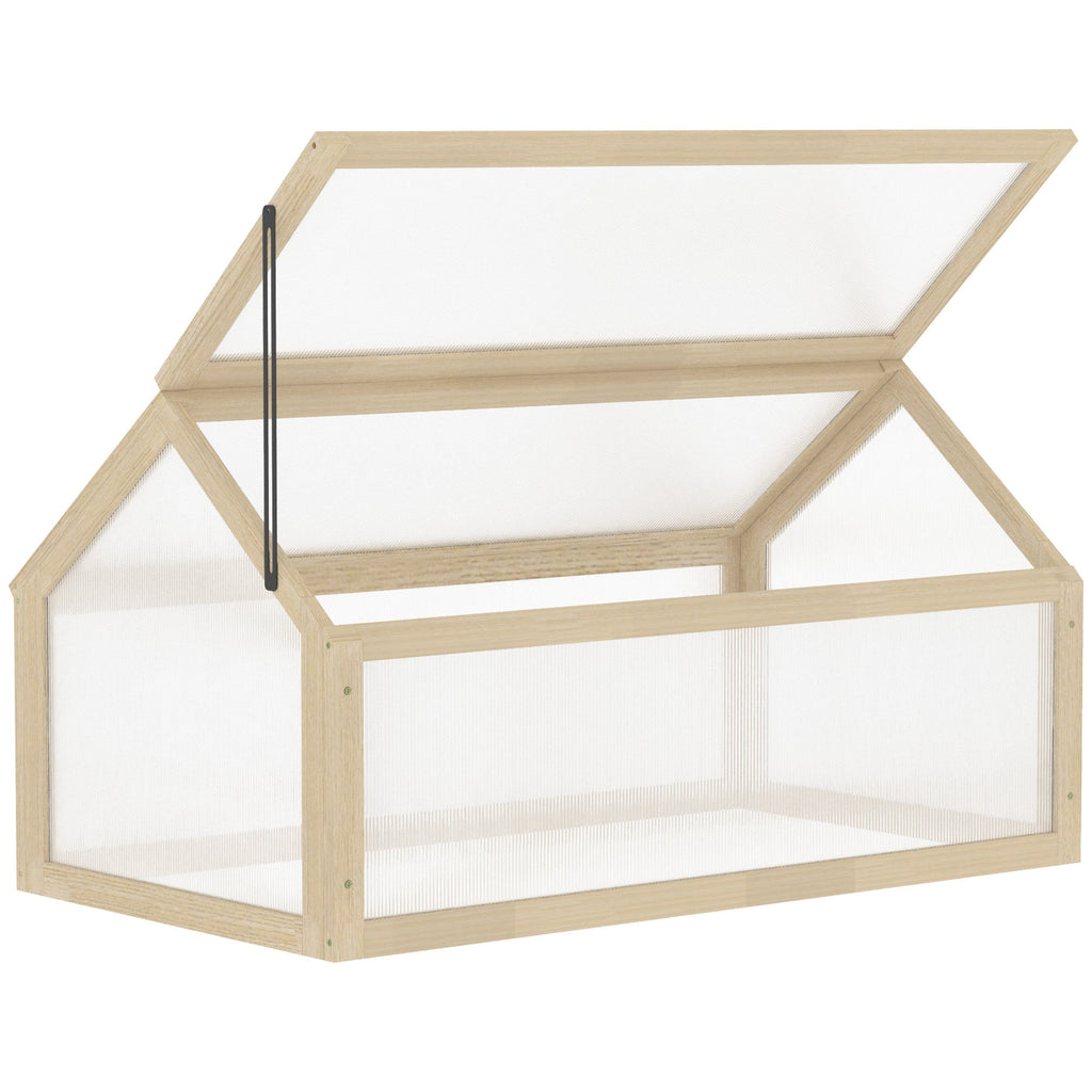 NookGrow All Season Cold Frame Planter for Winter Growing, 35.5" x 20.5" x 19.5", Natural Wood