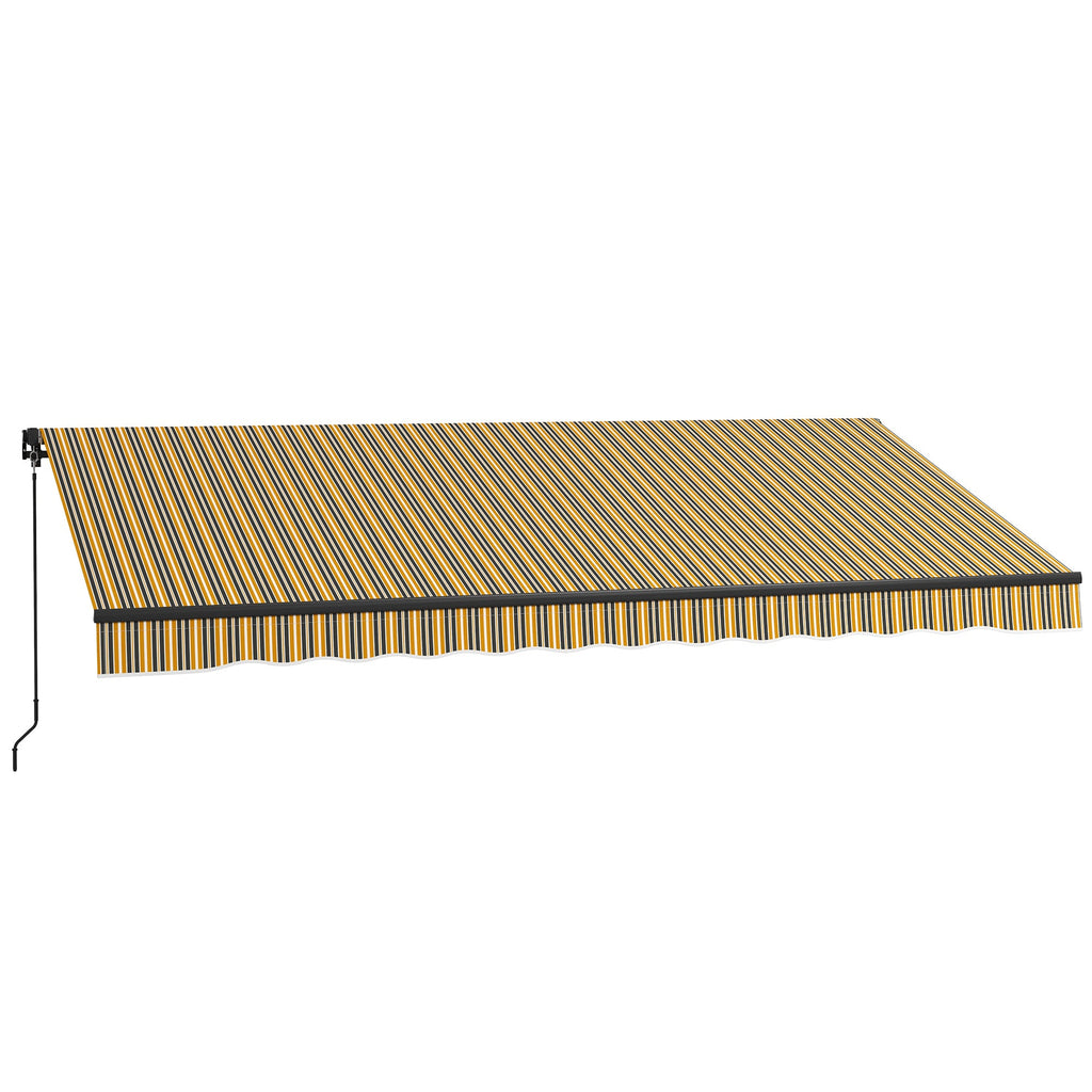 13' x 10' Retractable Awning with Manual Crank, 280gsm UV Resistant Fabric and Aluminum Frame, Amber/Dark Grey