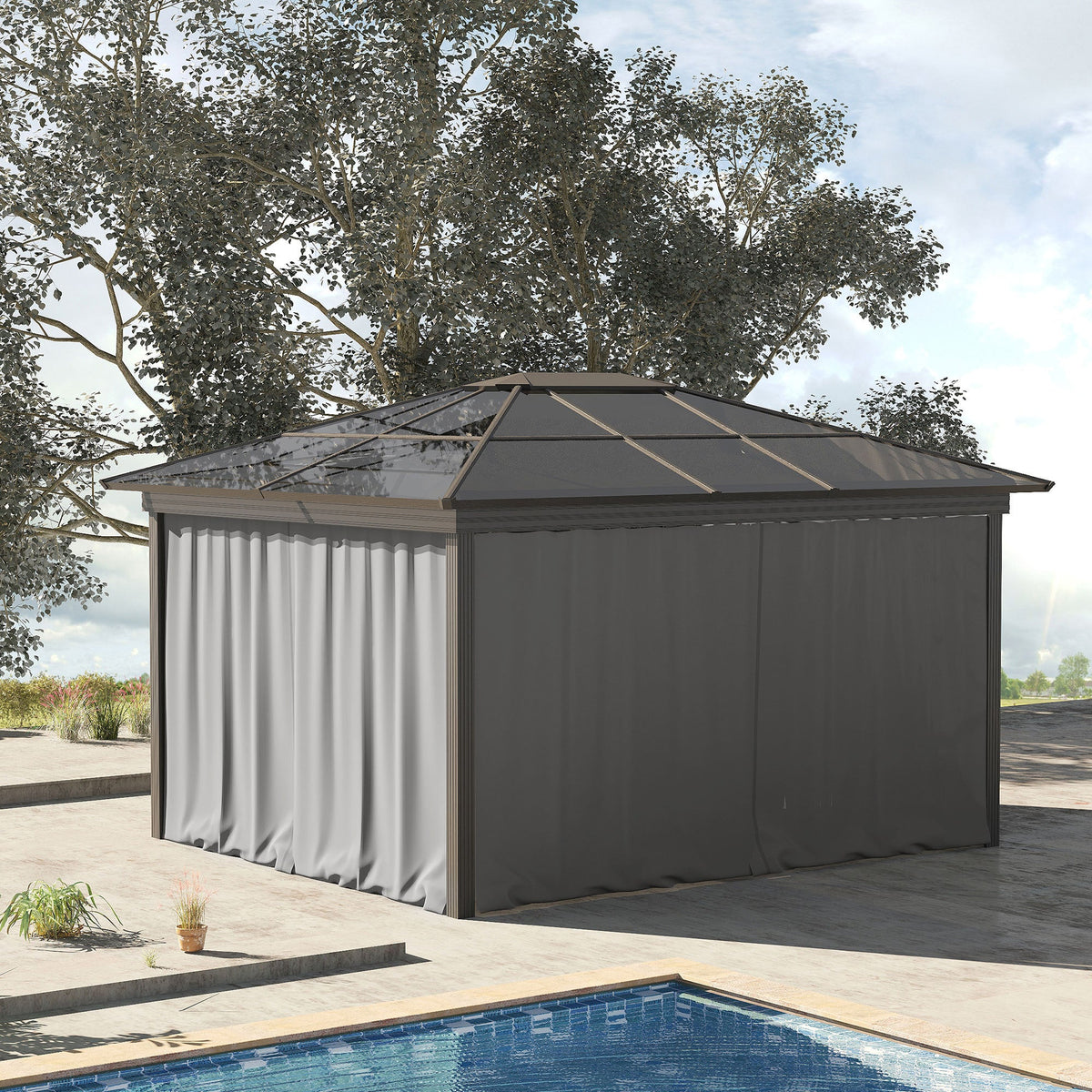 10' x 10' Universal Gazebo Sidewall Set (4 Panels) with Hooks, Light Grey