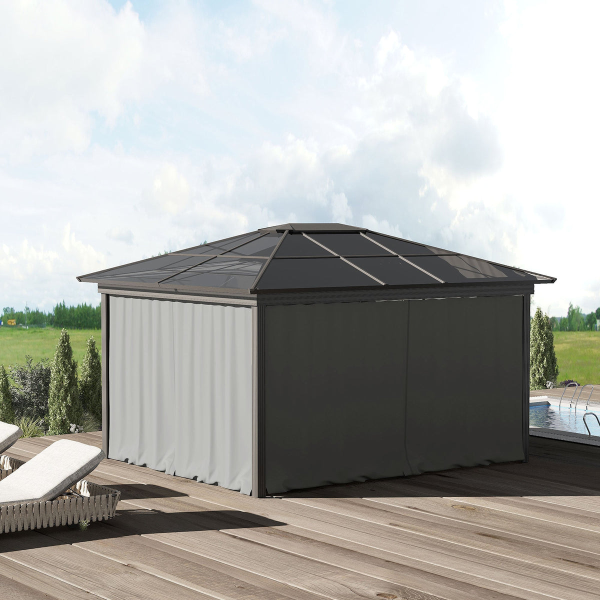 10' x 10' Universal Gazebo Sidewall Set (4 Panels) with Hooks, Light Grey