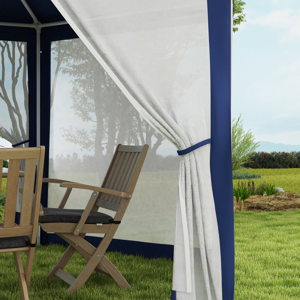 13' Hexagon Party Tent with Mesh Sidewalls, Blue