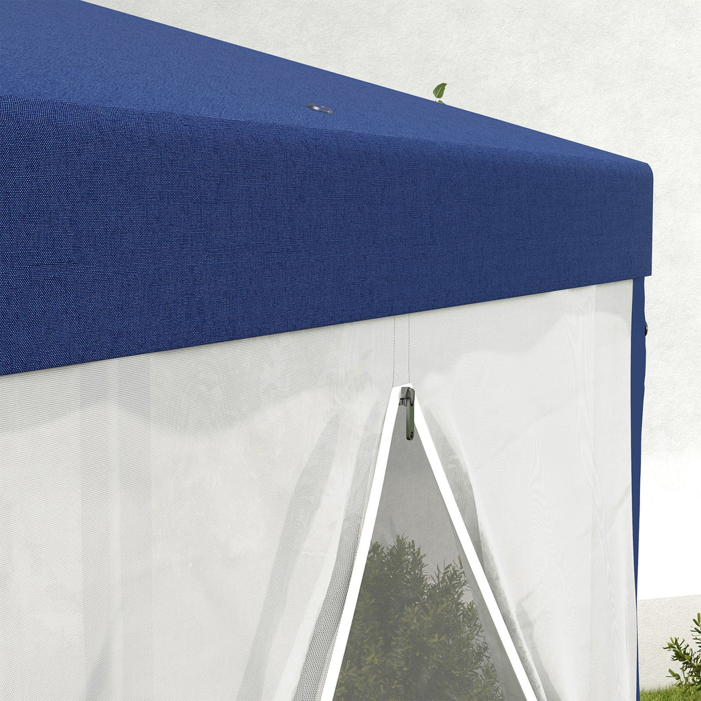 13' Hexagon Party Tent with Mesh Sidewalls, Blue