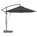 10' Round Cantilever Umbrella with Fillable Base & Cover, UPF50+, Grey
