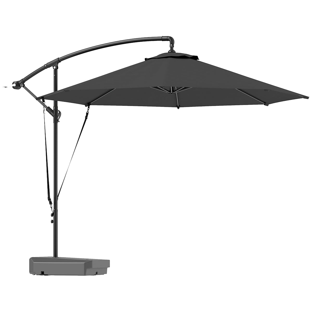 10' Round Cantilever Umbrella with Fillable Base & Cover, UPF50+, Grey