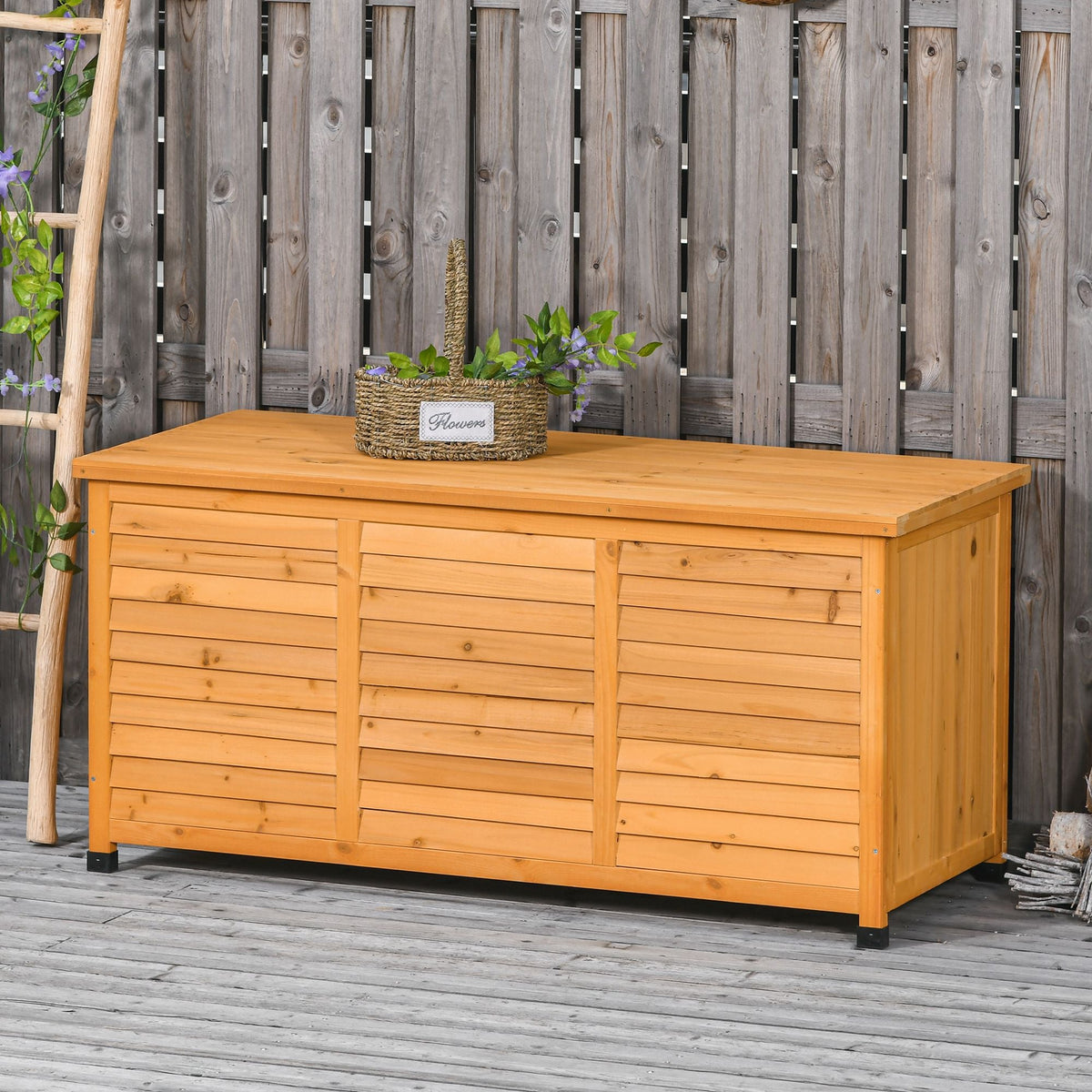 75 Gallon Wooden Deck Box with Weather-Resistant Finish, Yellow