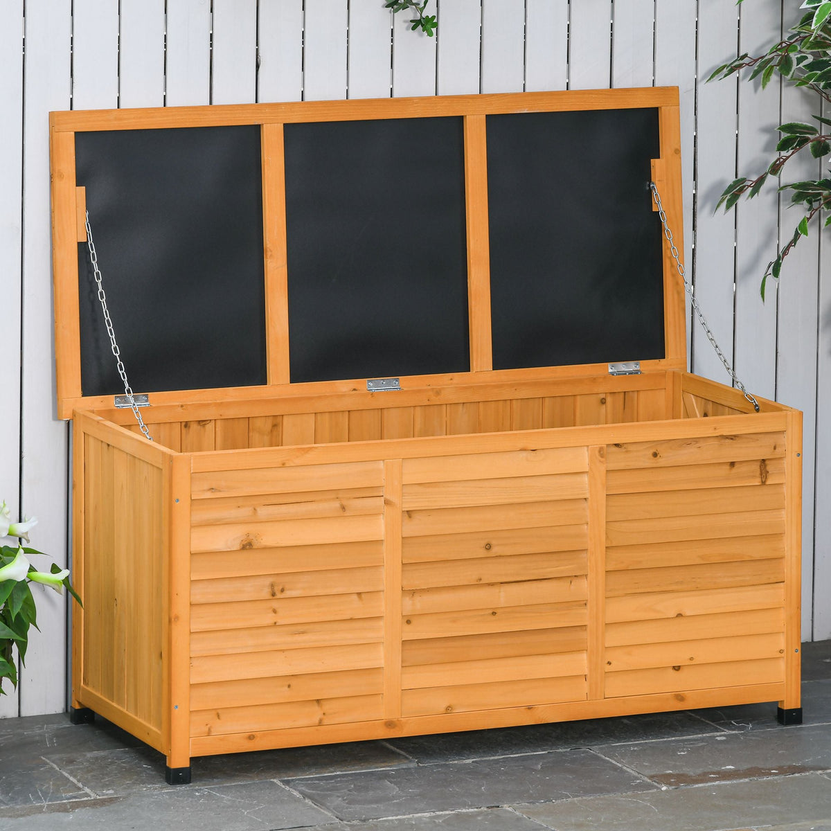 75 Gallon Wooden Deck Box with Weather-Resistant Finish, Yellow