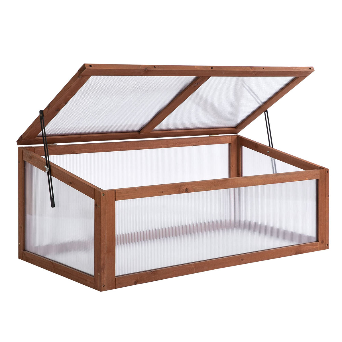 NookGrow Wooden Cold Frame with Tilted Polycarbonate Top, 39" x 26" x 16", Brown