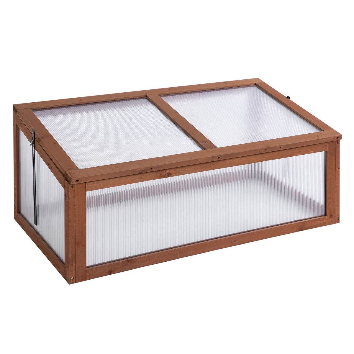 NookGrow Wooden Cold Frame with Tilted Polycarbonate Top, 39" x 26" x 16", Brown
