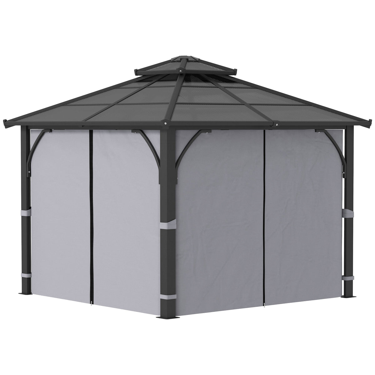 10' x 10' Hardtop Gazebo with 7mm Polycarbonate Double Roof