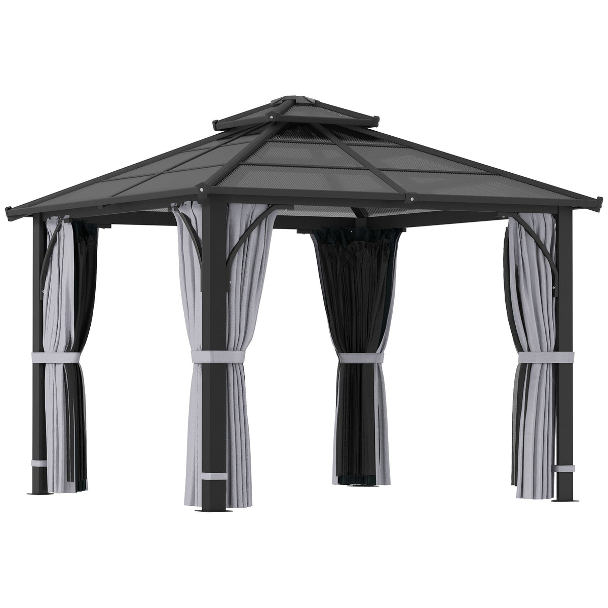 10' x 10' Hardtop Gazebo with 7mm Polycarbonate Double Roof