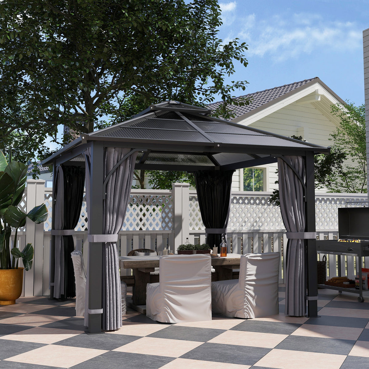 10' x 10' Hardtop Gazebo with 7mm Polycarbonate Double Roof