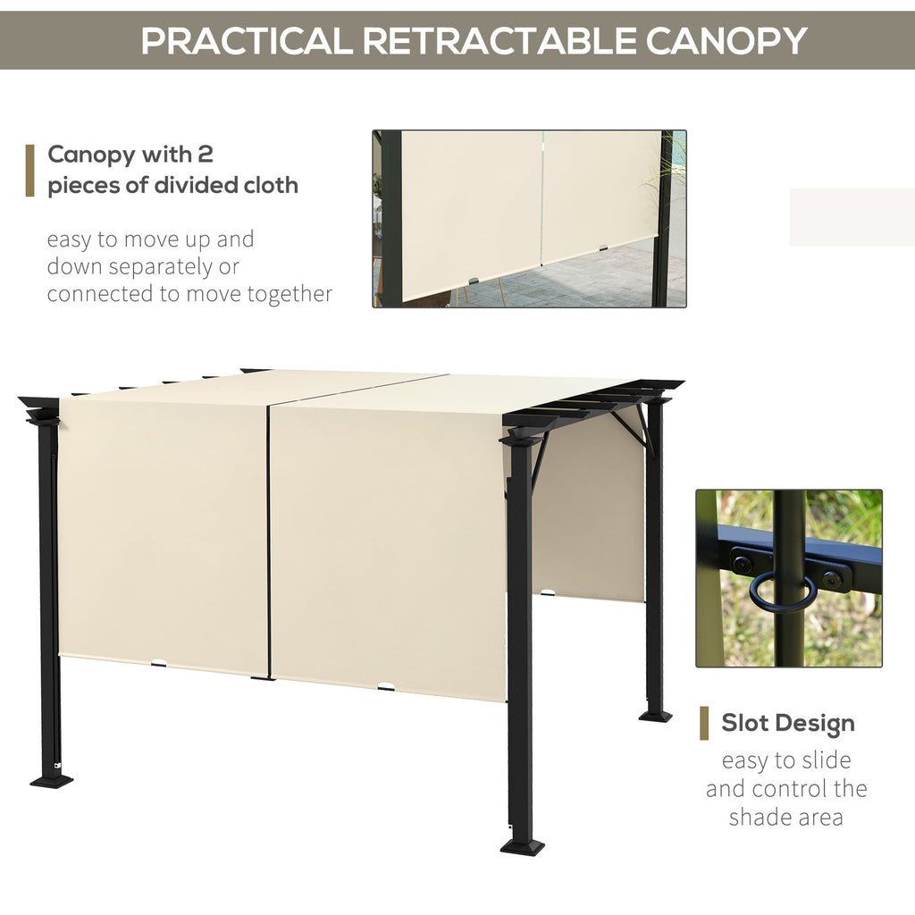 10' x 10' Outdoor Gazebo with Sun Shade Canopy and Steel Frame, Beige