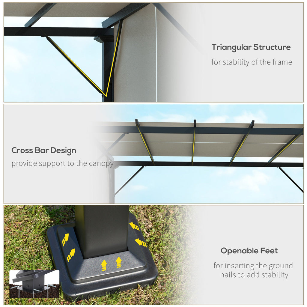 10' x 10' Outdoor Gazebo with Sun Shade Canopy and Steel Frame, Beige