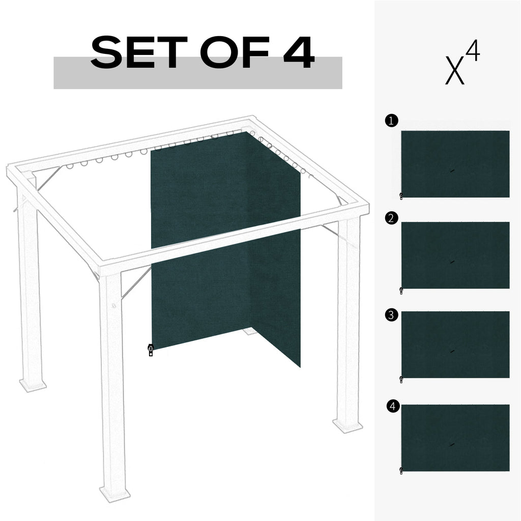 10' x 10' Universal Gazebo Sidewall Set (4 Panels) with Hooks, Slate Grey